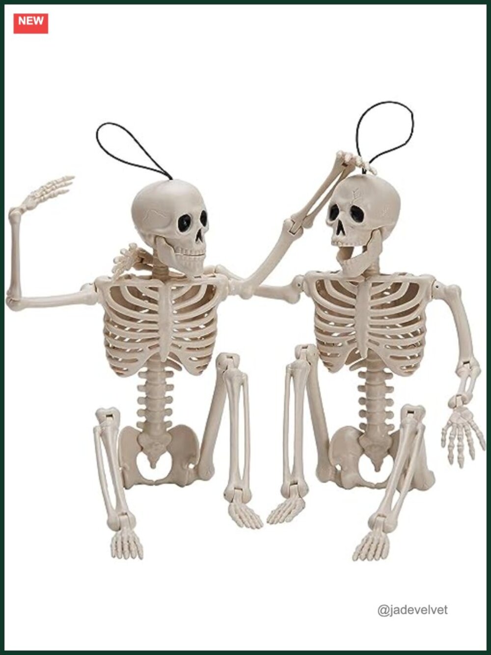 Posable Hanging Skeletons 16" Halloween Outdoor Decoration, Plastic, 2 Pack